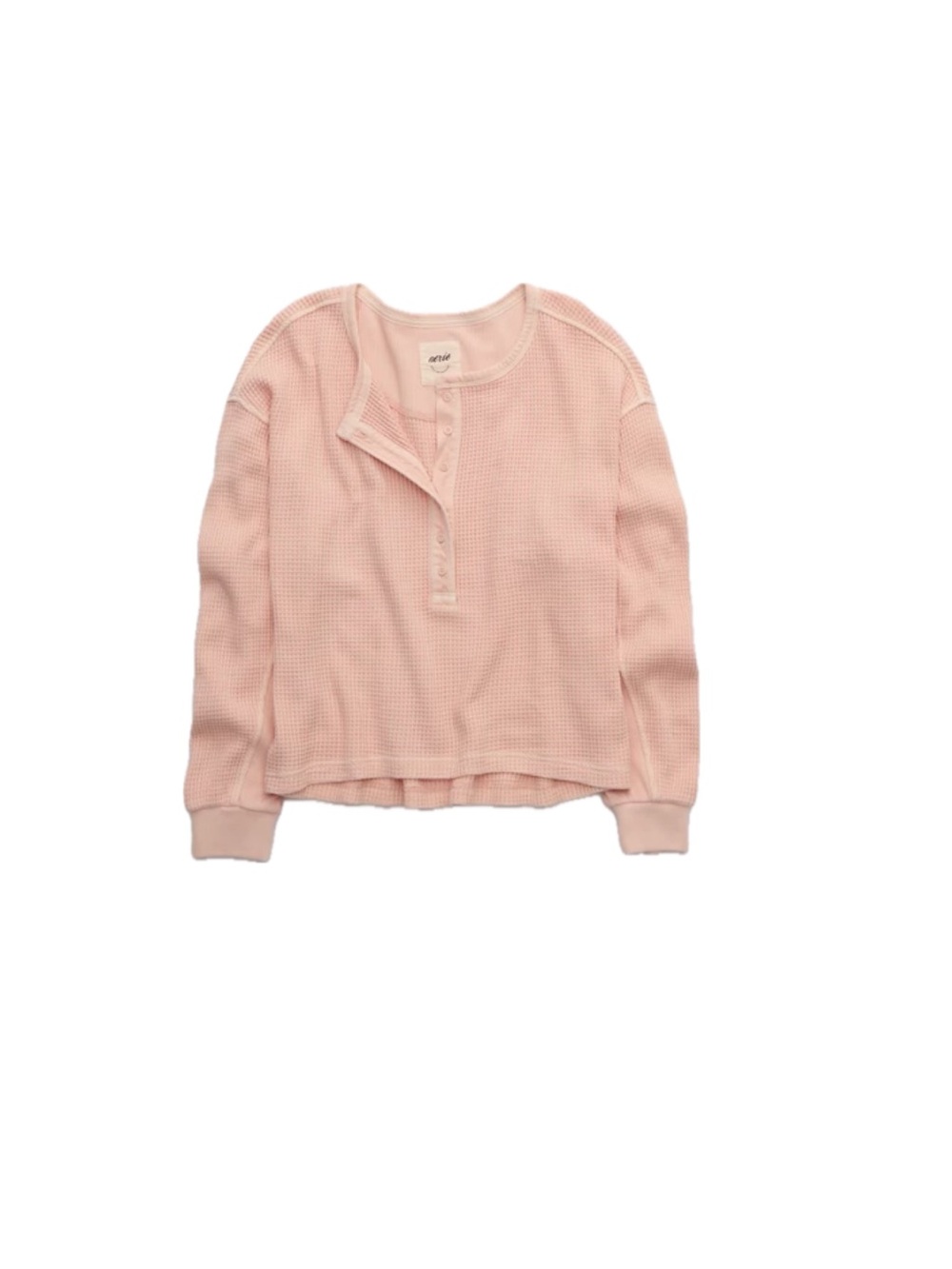 Aerie Waffle Henley Shirt - Dusty Pink, Size S